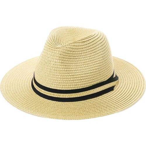 FANCET Beach Straw Hats For Women Summer Adjustable Casual Fashion Paper Straw Packable Foldable Rollable Ladies Hats 00714