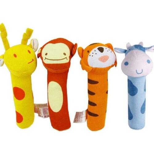 New Baby Toy Gift Cute Animal Grasp Stuffed Newborn Toys Soft Animal Model Handbells Plush Kids Mobile Baby Toy 0-24months