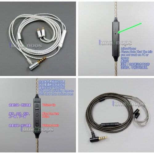 Shielding Mic Remote OCC Pure Silver Plated Earphone Cable For 0.78mm Armature BA Custom Westone UM3x W4R LN006030