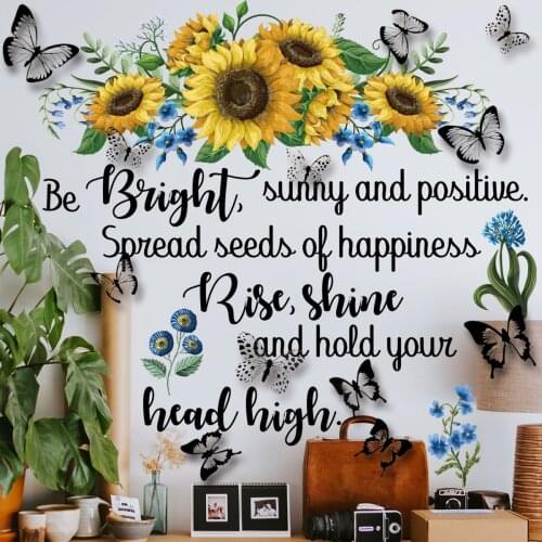 New Plant Text Combination Wallpaper Childrens Room Living Room Bedroom Creative Simple Wall Stickers Self-Adhesive