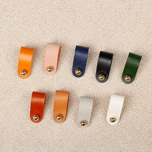 Kids Room Furniture Handle Brass Ball+ Leather Cabinet Handles Drawer Pulls Wardrobe Knobs Nordic Handle For Kitchen Bedroom