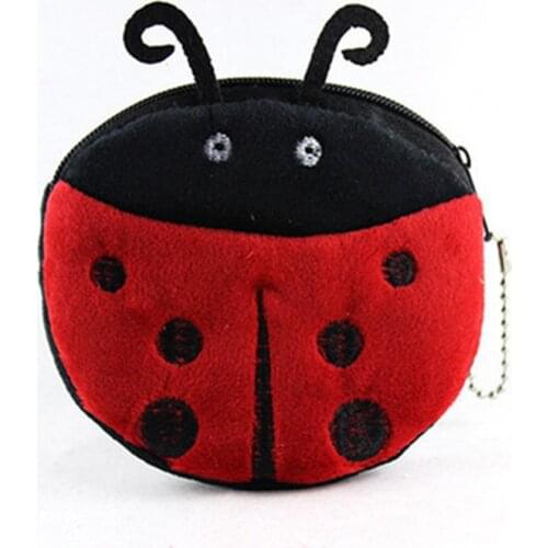 Cute Ladybug Cartoon Girls Plush Coin Purse Children Zipper Coin Bags Storage Pouch Cute Animals Wallets Women Mini Handbag