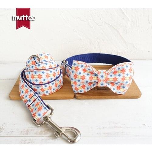 MUTTCO environmental metal buckle dog accessories THE LANTERN bow tie collar leash set for large medium small dog 5 sizes UDC056