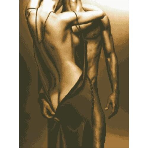 Passionate couple cross stitch package sexy loveers people 18ct 14ct 11ct cloth cotton thread embroidery DIY handmade needlework