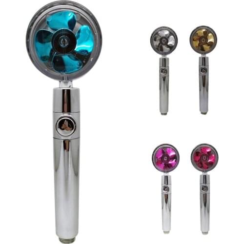 Shower Head Water Saving Flow 360 Degrees Rotating With Small Fan ABS Rain High Pressure Spray Nozzle Bathroom Accessories