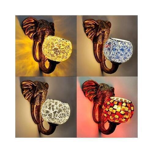 Elephant wall lamp American country bar lamp European personalized creative bedside lamp living room background wall lamp