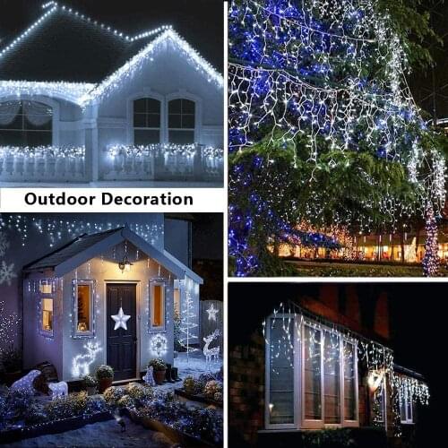 2021 Upgrade Led Holiday Christmas Decoration Curtain Icicle String Lights 5M Droop 0.4-0.6M Plug Powered For Outdoor Wedding