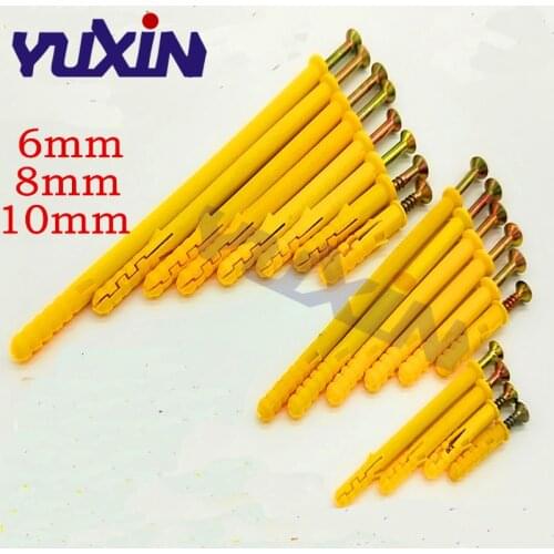 50Pcs M6 M8 Plastic Expansion Tube Pipe Wall Anchors Plugs Expansion With Phillips Head Screw Kit