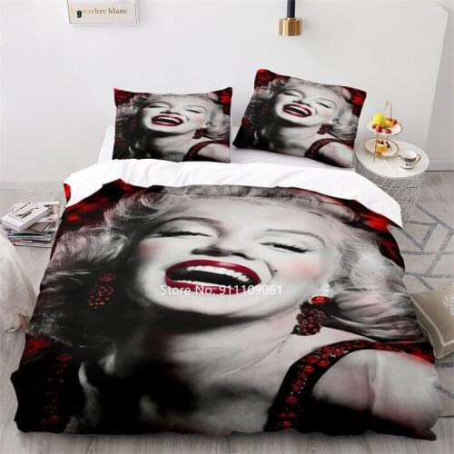 Goddess Marilyn Monroe Feather Quilt Cover Pillowcase Sexy Family Bedding for Men and Women Dream Lover Bedding 2-3 Pieces