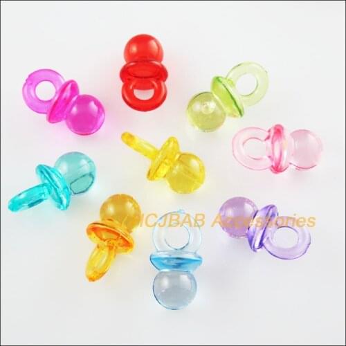 Fashion 50Pcs Mixed Plastic Acrylic Lovely Baby Nipple Charms Pendants 10x19mm