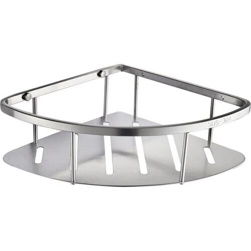 Stainless steel bathroom shelf free perforated triangle basket bathroom wall-mounted storage rack vanity corner rack