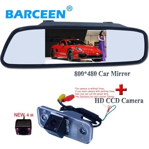 Placement Sunvisor car mirror monitor 4.3" + wide angle ir lights car rear camera fit for Hyundai new Santafe Santa Fe Azera