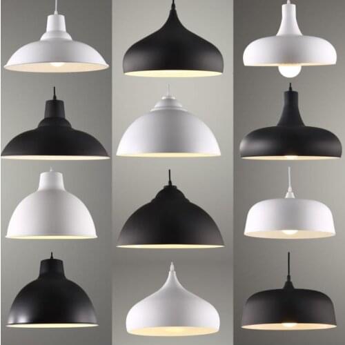 Retro industrial wind chandelier restaurant simple industrial and mining lights black white iron art office Chandelier Lampshad