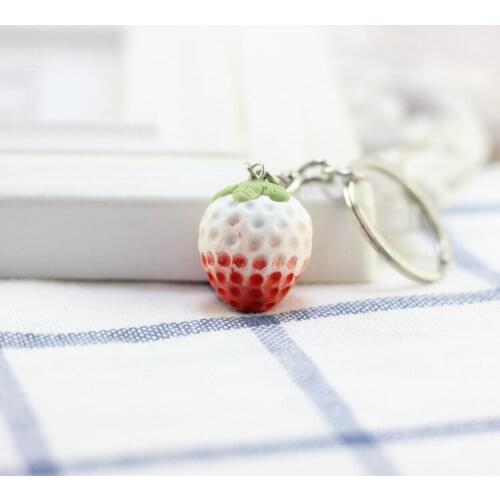 Rose-red-Heart Strawberry-Keychain Keyring For Women Girl Jewelry Simulated Fruit Cute Car Key Holder Keyring Best Friend