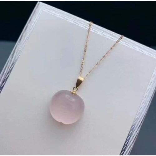 SHILOVEM 18k yellow gold real natural ROSE QUARTZ pendants classic wholesale Fine women gift none necklace mymz131499fj