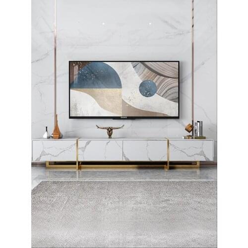 Rock board TV cabinet tea table combination modern simple Nordic marble living room new TV cabinet floor cabinet