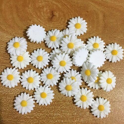 30--60pcs 22 mm DIY White Resin Sunflower flower flat back Scrapbooking For phone/ craft New