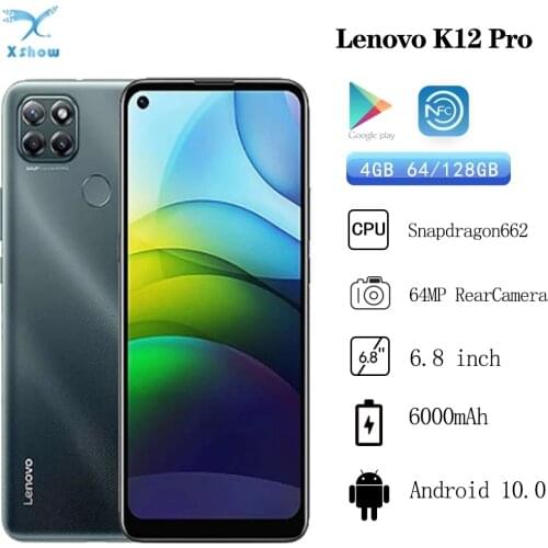 Lenovo Lemon K12 Pro Smartphone 6.8 inch 4GB RAM 64GB ROM Android 10 Snapdragon 662 Octa Core 6000mAh 64MP Camera NFC Cellphones