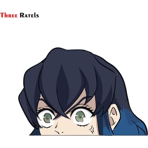 Three Ratels FC140 INOSUKE HASHIBIRA NO MASK Anime Peeking Funny Sticker Window Car Truck Vinyl Decal Laptop Room Suitcase Decor