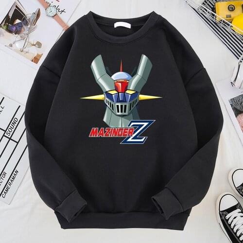 Mazinger Z Japanese Anime Raglan Sweatshirt Hoodies Mens Crewneck Tracksuit Autumn Winter Fleece Pullovers Harajuku Streetwear