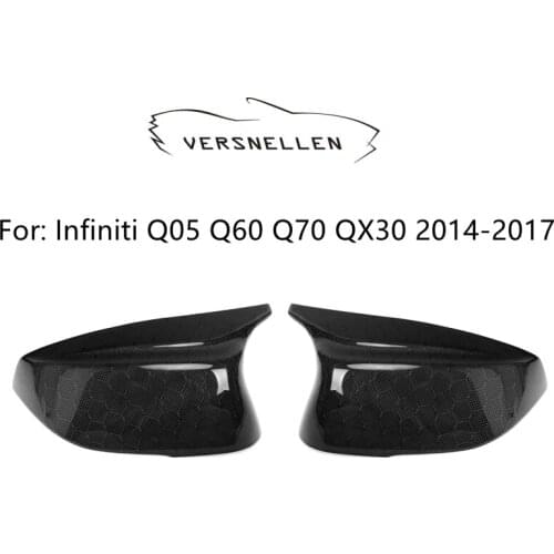 Carbon Fiber Honeycomb Ox Horn Side Door Mirror Cover for Infiniti Q50 2014 2015 2016 2017 Q60 Q70 QX30 Rearview Mirror Caps