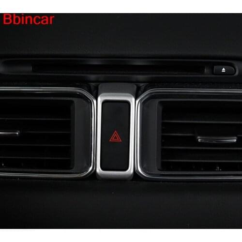Bbincar Interior Mouldings ABS Chrome Carbon Fiber Car Double Flash Switch Button box Frame Trim For Mazda CX-5 CX5 2017 2018