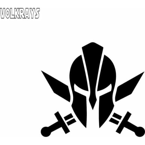 Volkrays Creative Car Sticker Spartan Warrior Funny Decal Vinyl Waterproof Sunscreen Accessories Black/Silver,12cm*11cm