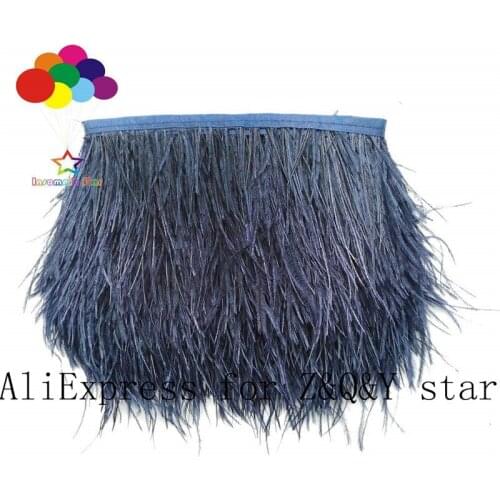 Z&Q&Y natural beautiful ostrich hair dyed navy blue made cloth edge DIY clothing show craft accessories feather