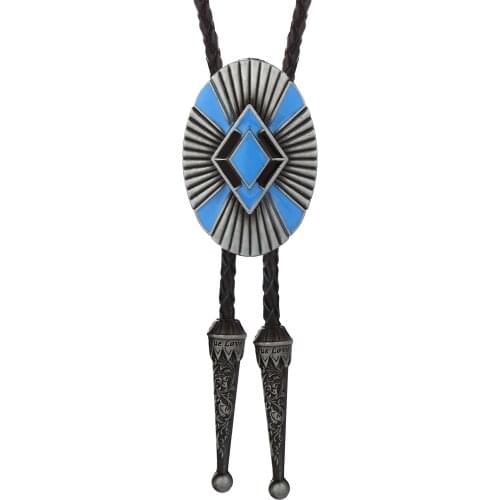 Western Denim bolo Tie Zinc Alloy Leather Collar Rope Diamond Point Oil Tie