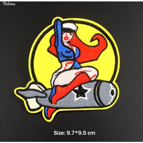 Rocket Girl Yellow Patches Iron on Space Badge Embroidered Stickers for Girls Boys Jacket Jeans Cloth Decoration