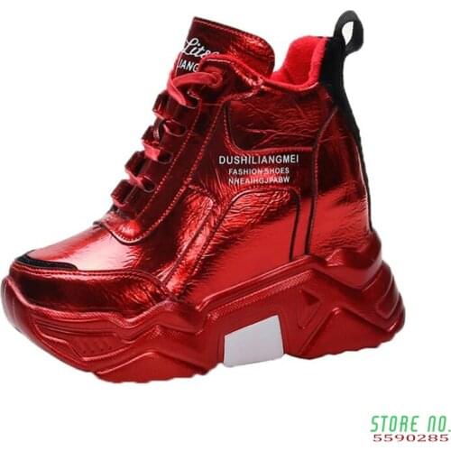 Fashion Chunky Platform Outdoor Sneakers Women Winter Warm Super High Heels Casual Shoes Woman Height Increasing Boot Mujer 2020