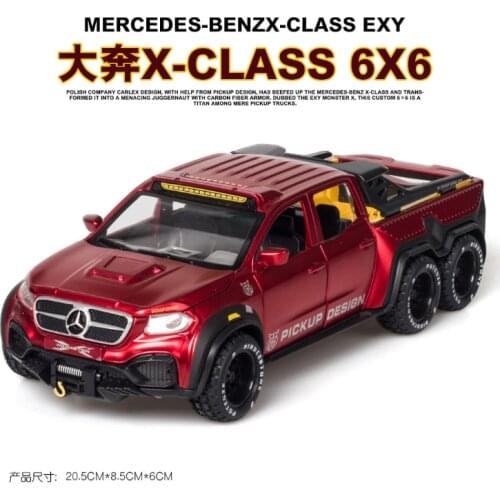 1: 28 simulation x-class 6x6 off-road alloy car pickup model childrens toys birthday new year Christmas gift red car