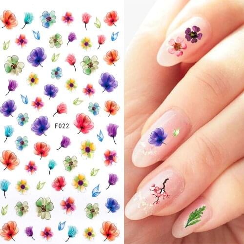 1 Sheet Colored Flowers / Green grass / Lavender Nail Stickers Nail Transfer Decals Accessories Tip Manicure Tool