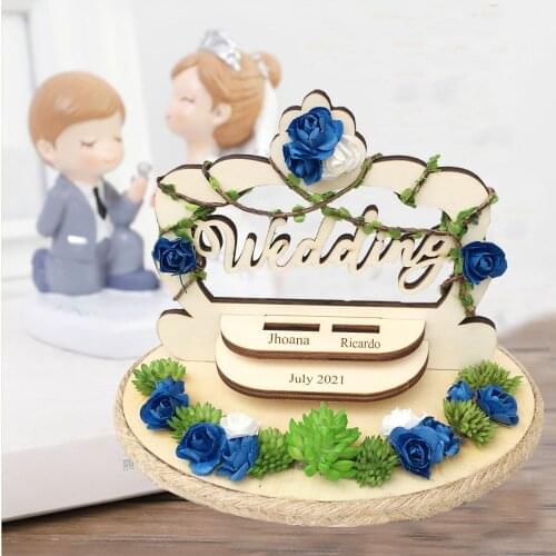 Custom Wedding Ring pillow party decoration photo props Rustic flower wooden Engagement ring bear box for bride groom 1pcs