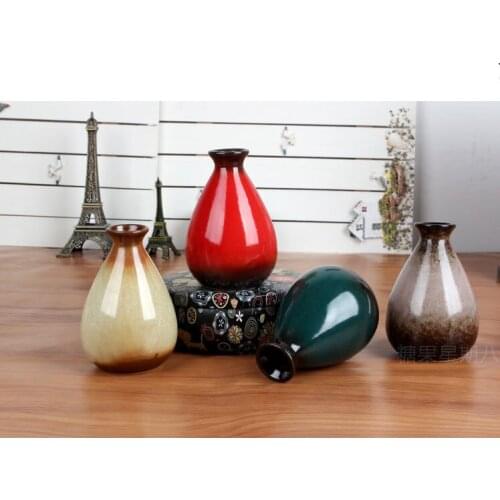 1PC Hot Sale Zakka Hand Painted Ceramic Vase Home Decoration Small Hydroponic Flower Vase JL 059