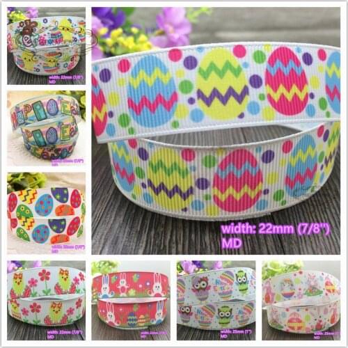 11 styles to select 10 yards Easter Egg Rabbit printed Grosgrain Ribbons Quality Tapes for hairbow gift pack clothing Bowknot