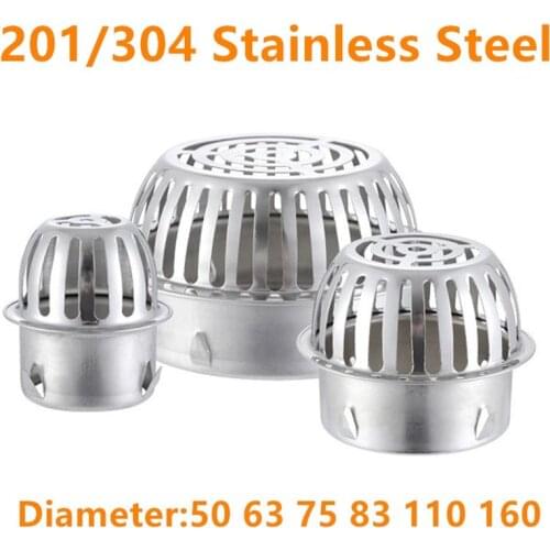 201/304 Stainless Steel Balcony Roof Round Large Displacement Anti-blocking Floor Drain Outdoor Rain Bucket Drainage Floor Drain