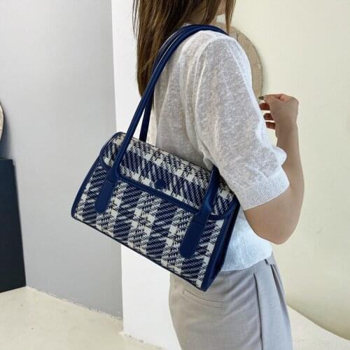 2021 Hot Sale Vintage Retro Bags Vintage Ladies Hand Bag French Plaid Red Bag Woman Elegant Bolsa Feminina Shoulder Bag Purses