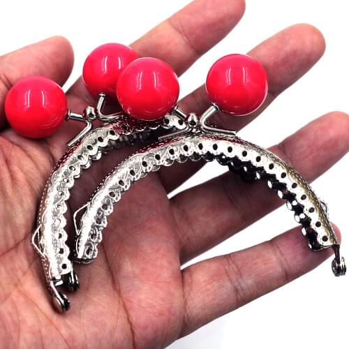 30PCS 8.5cm Ruffled Arch Purse Frames Kiss Clasps Clutch Buckle Handbag Handle Red Ball Luggage Crafts Hardware Accessories