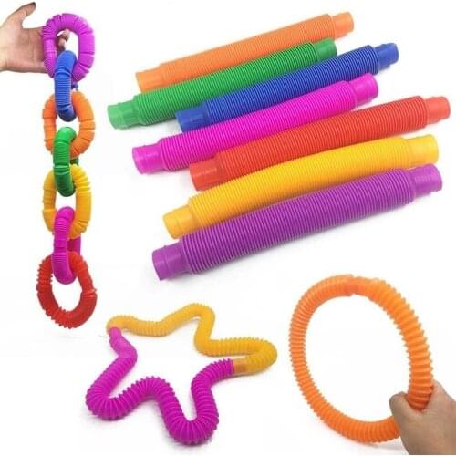 5Pcs Colorful Plastic Tube Coil Fidget Toys Stress Relief Early Developing Educational Folding Toy Antistress Kids Gift