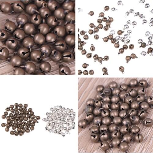 50Pcs Vintage Style Bronze Color Brass Small Jingle Bell Pendant Charm Jewelry Loose Spacer Beads For Jewelry Making