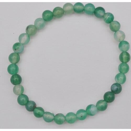 6MM Green Veins Carnelian Stone Beads Bracelet Bangle Stretch 7.5 Inch Jewelry WG001