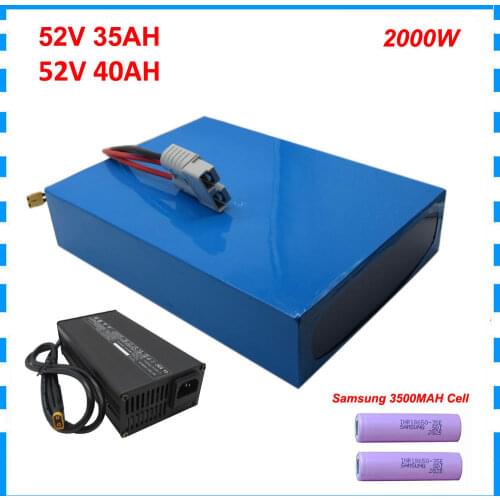 3000W 52V 40AH Electric bike battery pack 14S 52V lithium E scooter akku use 3500mah 35E cell 70A BMS with 5A Charger