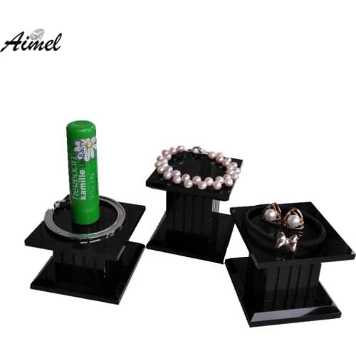 Acrylic Cosmetic Display Showcase Diamond Ring Earring Organizer Show Stand Necklace Ornament Holder Ring Stand Tray 3Pcs/Set