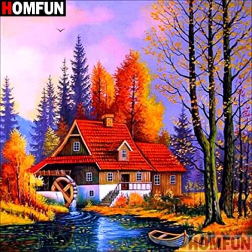 HOMFUN Full Square/Round Drill 5D DIY Diamond Painting "House scenery" 3D Embroidery Cross Stitch 5D Decor Gift A17302
