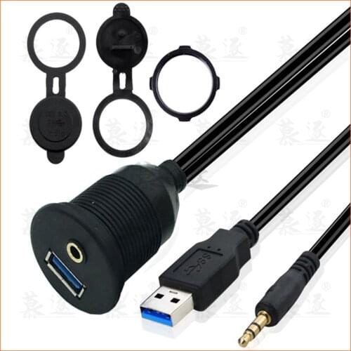 Auto Dash Board Montieren 3,5mm USB 2,0 & 3,0 AUX Socket Extension Lead Panel Kabel 1m/2m