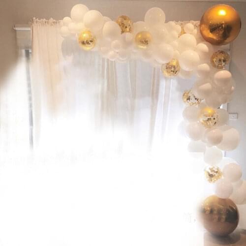 White Balloon Chain Gold Series Birthday Background Wall Decoration Marriage romantic Wedding Room Balloon String Romance Party