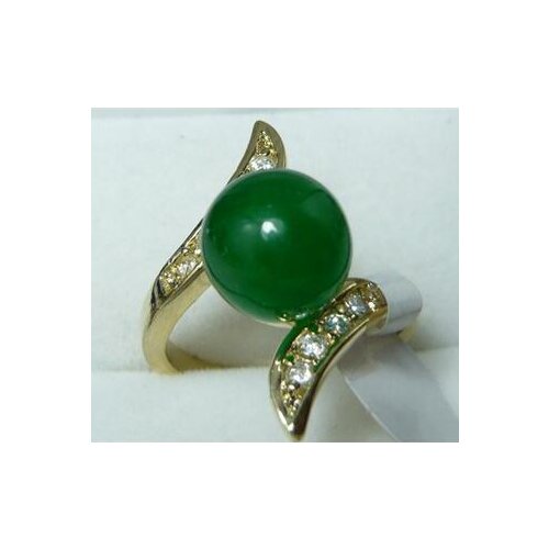 Free Shipping fine green green jade bead ring(#6,7,8,9,10)