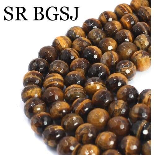 Free Shipping 10mm Faceted Round Yellow Tiger Eye Gems Natural Stone Loose DIY Spacer Beads Strand 15"