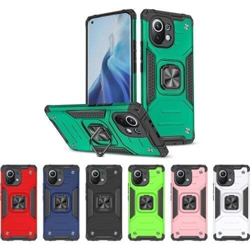 10pcs/Lot Armor Phone Case For Xiaomi Poco M3 X3 10T Lite For Redmi Note 9 Pro PC +TPU Rugged With CD Grain Car Ring Bracket